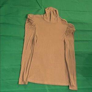 INC International Concepts Warm Toffee Long Sleeve Top with Ruffle Detail